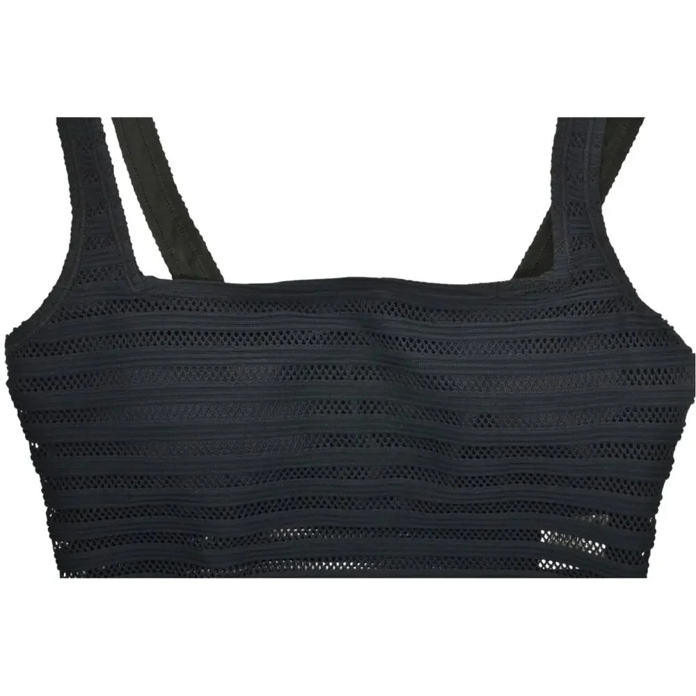 Lauren Ralph Lauren  Ottoman Mesh Square Neck Over the Shoulder One Piece